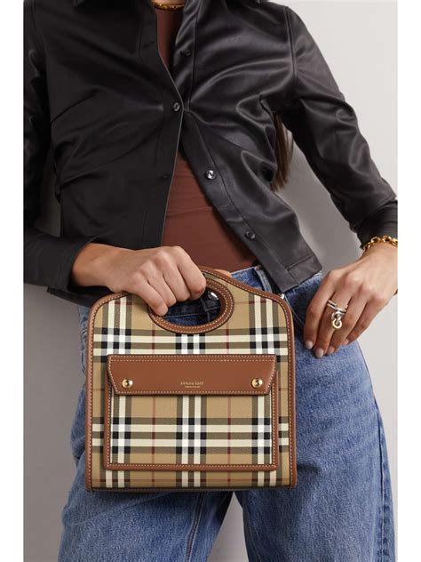 burberry leather-trimmed checked nylon wash bag|net a porter burberry tote.